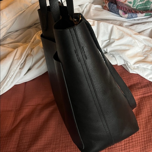Madewell medium transport Black Leather Tote Bag - Picture 5 of 8